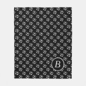 Zwart-wit Voetballen monogram Fleece Deken (Voorkant)