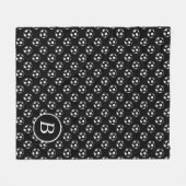 Zwart-wit Voetballen monogram Fleece Deken (Voorkant (Horizontaal))