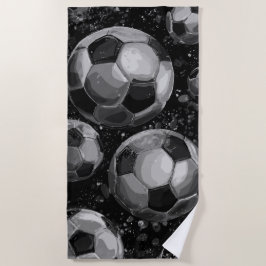 Zwart-wit voetbalpatroon – Krachtige sport Strandlaken