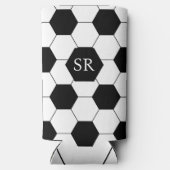 Zwart-wit voetbalpatroon seltzer blikjeskoeler (Achterkant)