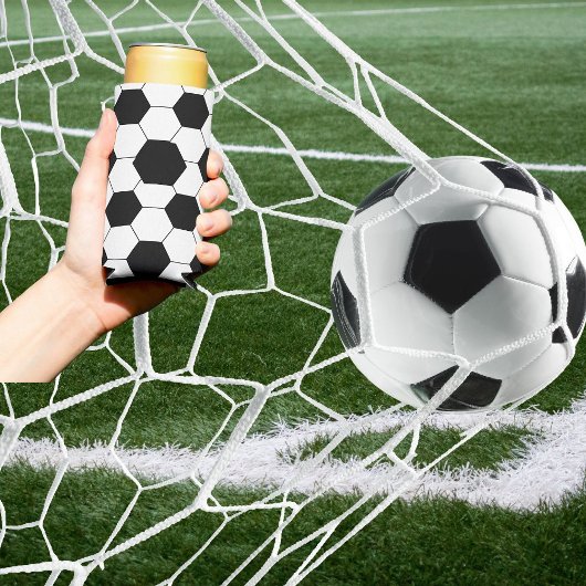 Zwart-wit voetbalpatroon seltzer blikjeskoeler