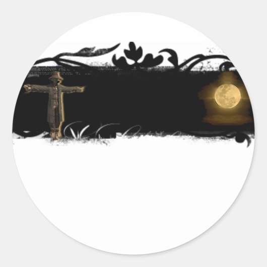 Zwart-wit Volle Maan Ronde Sticker (Voorkant)