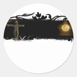 Zwart-wit Volle Maan Ronde Sticker