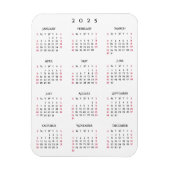 Zwart Wit Volledig Jaar 2025 Kalender Koelkast Keu Magneet (Verticaal)