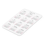 Zwart Wit Volledig Jaar 2025 Kalender Koelkast Keu Magneet (Linkerzijde)
