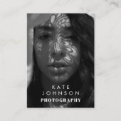 Zwart Wit Volledige Foto QR Code Social Media Visitekaartje (Voorkant)