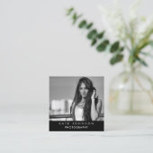 Zwart-wit Volledige Foto QR Code Sociale Media Vierkante Visitekaartje (Staand voorkant)