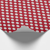 Zwart/wit volleybal ballen op donkerrood cadeaupapier (Hoek)