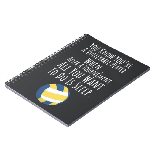 Zwart-wit volleybal cadeau ideeën teamspeler notitieboek (Linkerzijde)