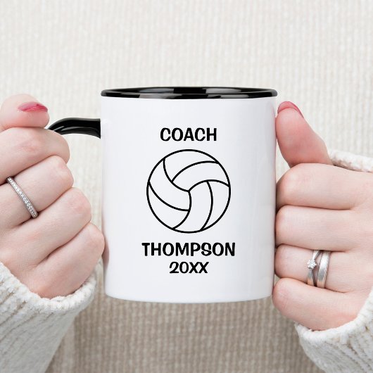 Zwart-wit volleybal coach mok