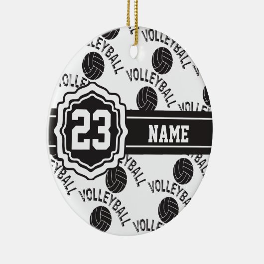 Zwart-wit volleybal keramisch ornament (Rechts)