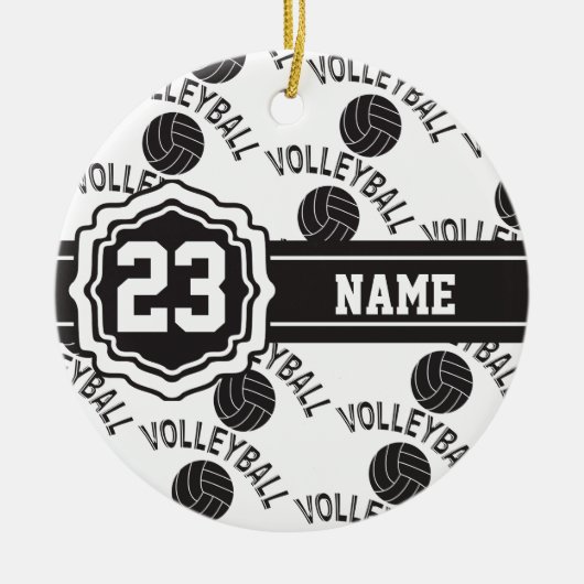 Zwart-wit volleybal keramisch ornament (Voorkant)