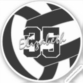 Zwart wit volleybal team kleuren sticker (Voorkant)
