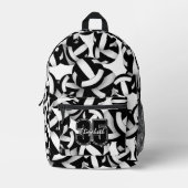 Zwart wit volleybal team kleuren w jersey nummer bedrukte rugzak (Voorkant)