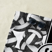 Zwart wit volleyballen patroon haar aangepaste naa strandlaken (In situ)