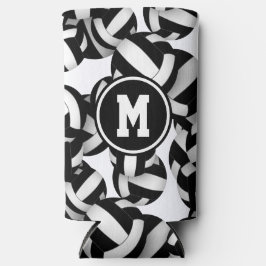Zwart wit volleyballen patroon W speler monogram Seltzer Blikjeskoeler