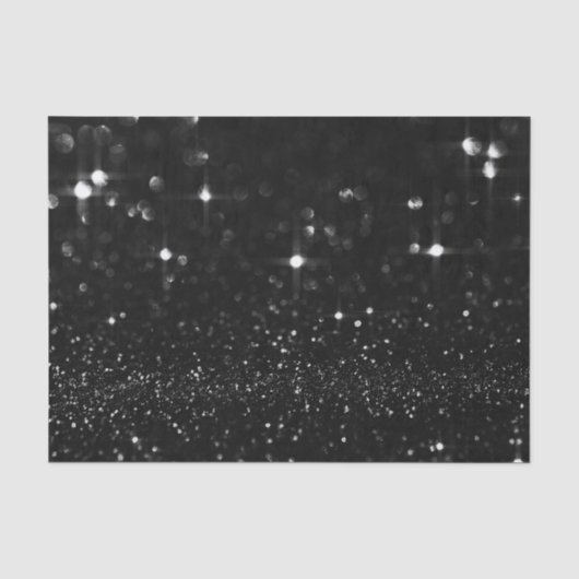Zwart Wit Vonk Glitter Wit Delicate Favor Tissuepapier (Voorkant)