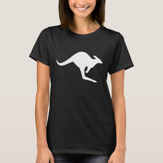 Zwart-wit voorzichtigheid kangoeroe t-shirt (Voorkant)