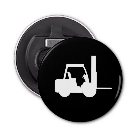 zwart-wit vorkheftruck button flesopener (Voorkant)