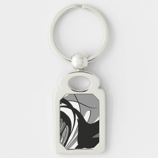 Zwart-wit vormkunst sleutelhanger (Voorkant)