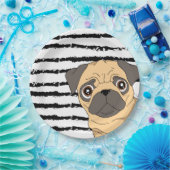 Zwart wit vormontwerp papieren bordje (Feest)