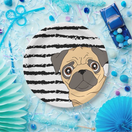 Zwart wit vormontwerp papieren bordje (Feest)