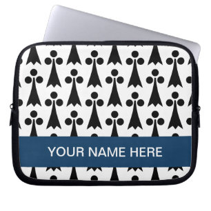 Zwart-wit vormpatroon monogram laptop sleeve