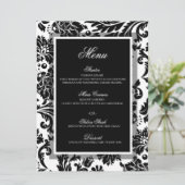 Zwart-wit, vouw, aangepast, flatmenu voor bruiloft menu (Staand voorkant)