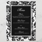 Zwart-wit, vouw, aangepast, flatmenu voor bruiloft menu (Voorkant)