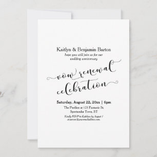 Zwart Wit Vow Vernieuwing Celebration Jubileum Kaart
