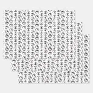 Zwart-wit-vraagteken 3D Inpakpapier Vel