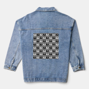 Zwart wit vraagteken raadsel blok monogram denim jacket