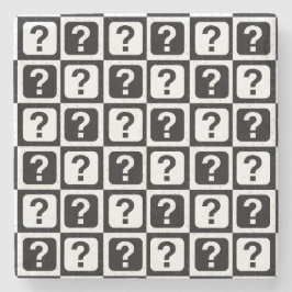 Zwart wit vraagteken raadsel blok monogram stenen onderzetter