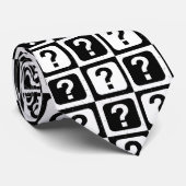 Zwart wit vraagteken raadsel blok monogram stropdas (Opgerold)