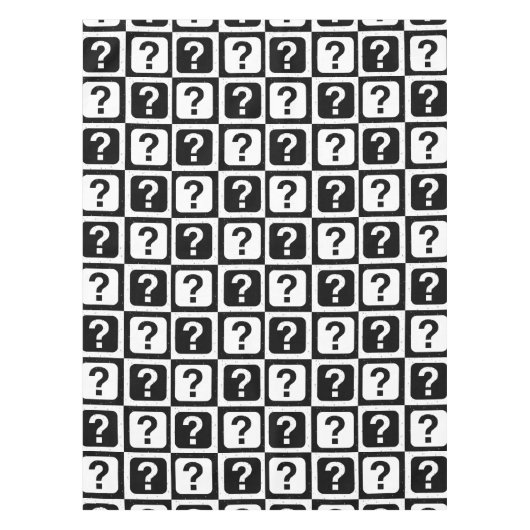 Zwart wit vraagteken raadsel blok monogram tafelkleed (Voorkant)