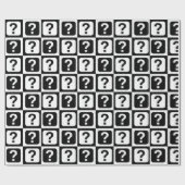 Zwart Wit Vraagteken Riddle Blok Print Cadeaupapier (Vlak)