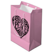 ZWART WIT VREDE HART MEDIUM CADEAUZAKJE (Voorkant Gekanteld)