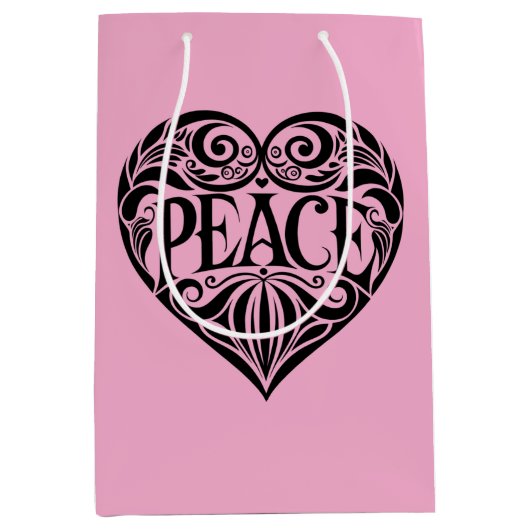 ZWART WIT VREDE HART MEDIUM CADEAUZAKJE (Voorkant)