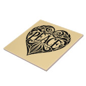 ZWART WIT VREDE HART TEGELTJE (Zijkant)