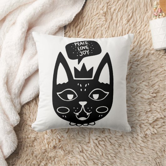 Zwart-wit Vrede Liefde Joy Cat-Theme Kussen (Deken)