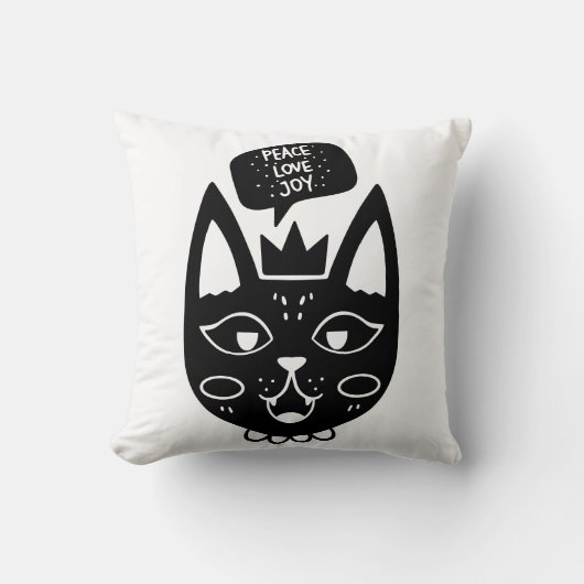 Zwart-wit Vrede Liefde Joy Cat-Theme Kussen (Voorkant)