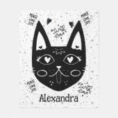 Zwart-wit vrede, liefde, vreugde aangepaste kat mo fleece deken (Voorkant)