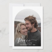 Zwart-wit vrede op aarde Kerstboog Foto Feestdagenkaart (Voorkant)