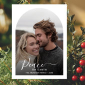 Zwart-wit vrede op aarde Kerstboog Foto Feestdagenkaart