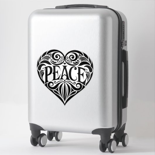 ZWART-WIT VREDESHART STICKER (Koffer)