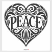 ZWART-WIT VREDESHART STICKER (Vel)