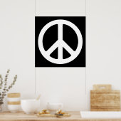 Zwart-wit vredesteken poster (Keuken)