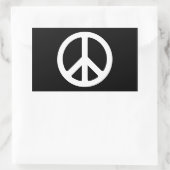 Zwart-wit vredesteken rechthoekige sticker (Tas)