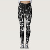 Zwart Wit Vreugde aan de Wereld Kerstmis Lettering Leggings (Voorkant)