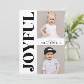 Zwart & Wit Vreugdevolle Moderne Kerstfoto Feestdagenkaart (Staand voorkant)